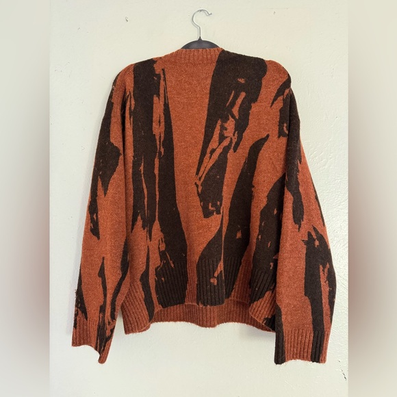 Kenzo Wool Sweater Brown Pleat Camo Jumper Designer Fall Oversized Cozy Chunky - Picture 9 of 12